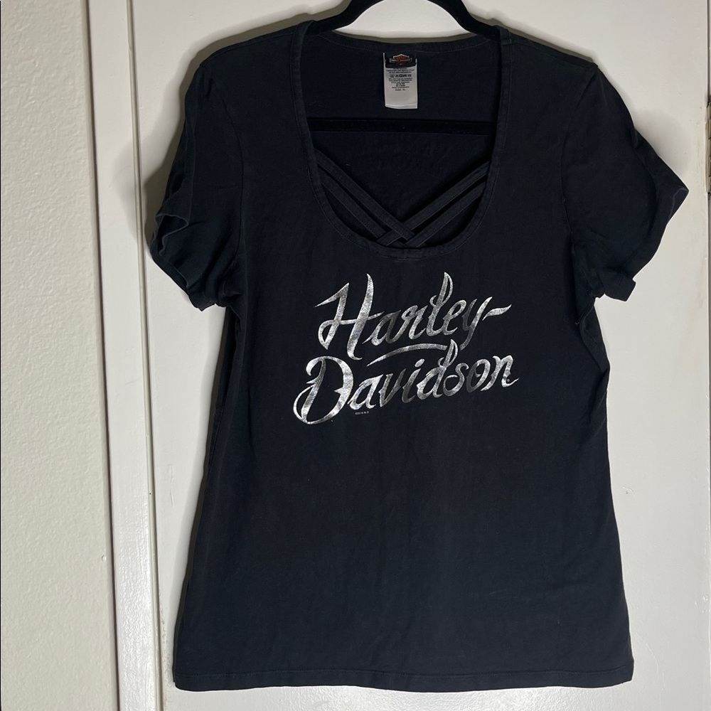 Harley-Davidson Women's Black Tee with Silver Logo